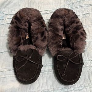Black and Leopard Ugg slippers